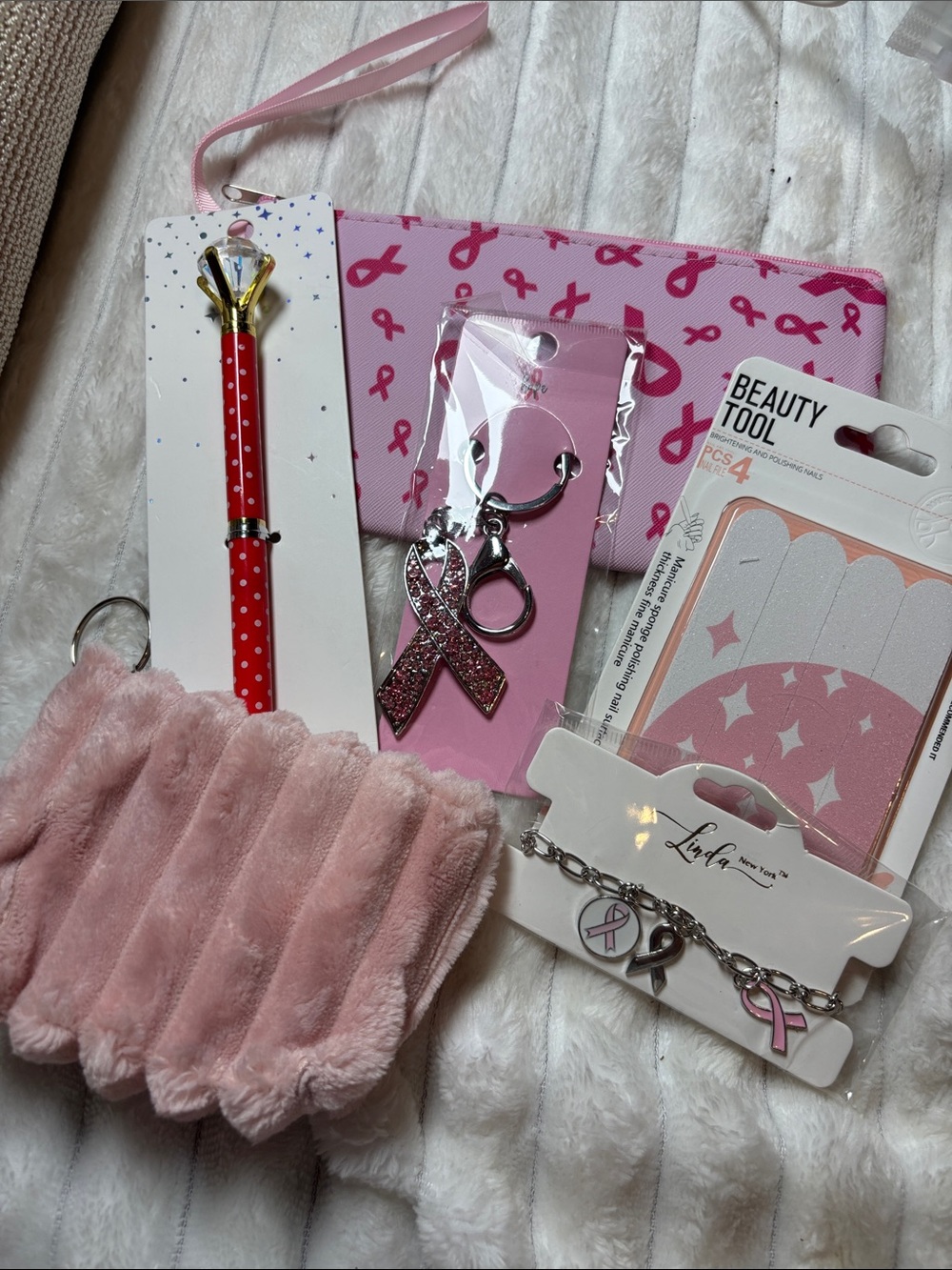 Pink Breast Cancer Awareness Gift Set - Women Accessories 6 pieces